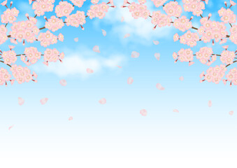 Obraz na płótnie Canvas 桜の花と青空の春らしいベクター素材