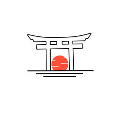 Logo icon torii gate from Japan style design monoline, line art, out line