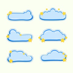 cute cloud label vector with yellow star for baby products with blue predominance