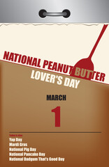 Old calendar Peanut Butter Lovers Day