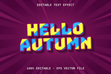 Fototapeta na wymiar Hello Autumn Modern Style Editable Text Effect