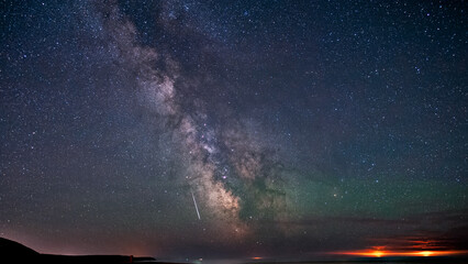 Galactic center of the milky way with many colors on a starry sky in deep space