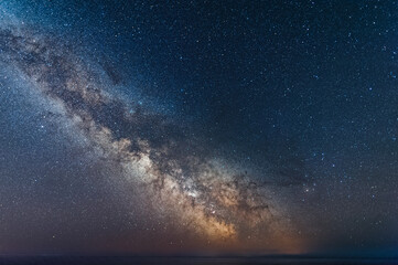 Galactic center of the milky way with many colors on a starry sky in deep space