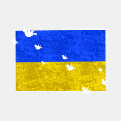 Ukraine flag with flying bird for symbol of peace of Ukraine.