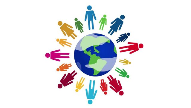 SDGs 地球と人口　17の目標カラーのイメージアニメーション動画