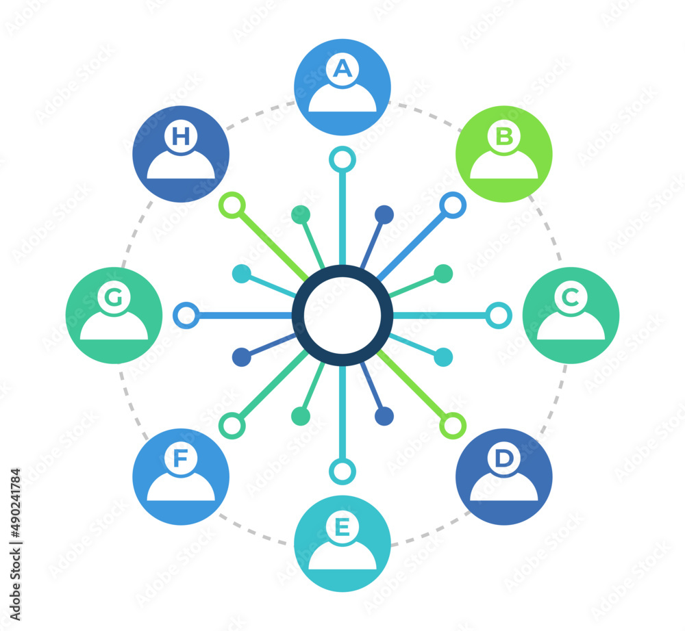 Poster User people data virtual connected network. Blockchain cryptocurrency 
technology design template.