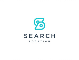 Modern combination logo of letter S and pin icon