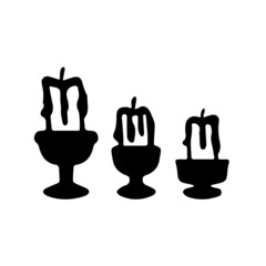 Vector illustration of a candle. Doodle style. Hand-drawn candles in a holder.Icon. Isolated elements on white background.