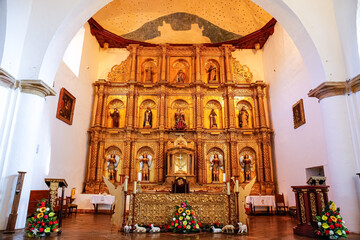 Altar of the Church of our Lady of the Rosary in  Villa de Leyva, colombia