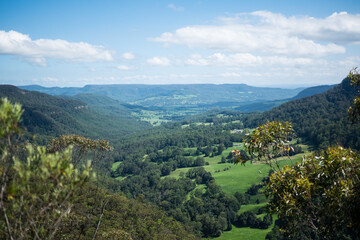 Lookout over valley in New South Wales, Australia,