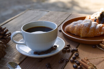 cup of coffee and croissant