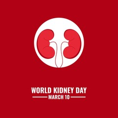 Kidney Icon Vector, World Kidney Day design concept, suitable for social media post templates, posters, greeting cards, banners, backgrounds, brochures. Vector Illustration