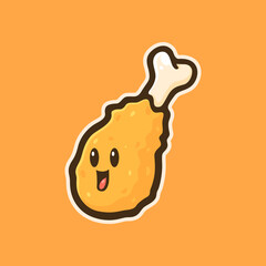 Cute fried chicken drumstick mascot logo design