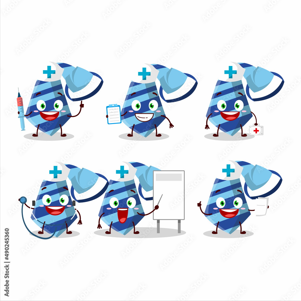 Wall mural doctor profession emoticon with blue tie cartoon character