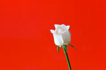 A white rose on red background