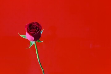 a rose on red background