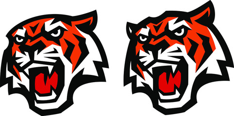 Edgy Design of Aggressive Tiger Roaring