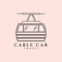 rope way line art logo vector symbol illustration design, transportation in tourist place