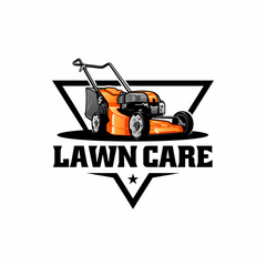 lawn care - lawn mower isolated logo vector	 - obrazy, fototapety, plakaty