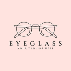 eyeglasses line art logo vector symbol illustration design