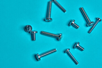 Metal screws. tool iron. construction metals. Wrenches, nuts, locks and more.