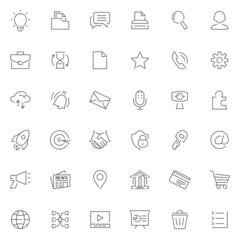 Set of isolated line icons related to web and communication
