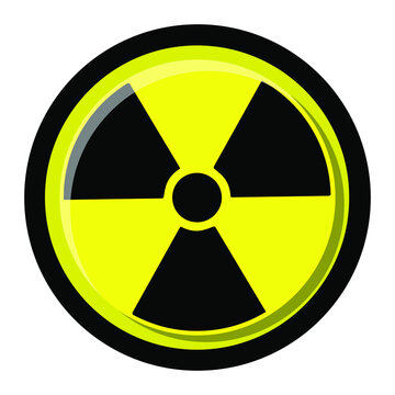 Radiation sign in yellow and black color circle to ensure safety.