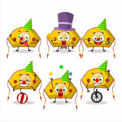 Cartoon character of yellow chinese woman hat with various circus shows