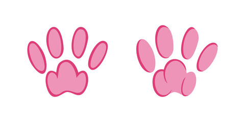 Pink animal pawprints. Sketch footprints of a rabbit, bunny, cat or dog. Vector illustration isolated in white background