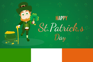 Happy Saint Patrick's Day background with realistic green shamrock leaves, advertisement, banner template. Patrick's Day observes of the death of St. Patrick, the patron saint of Ireland.