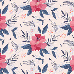 Beautiful floral pattern design. Pink and Blue floral design. Design for banner, poster, card, invitation and scrapbook.