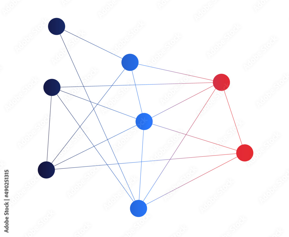 Aufkleber Simple blockchain network connected 
technology fintech template. Dots linked global digital data interface graphic vector.
