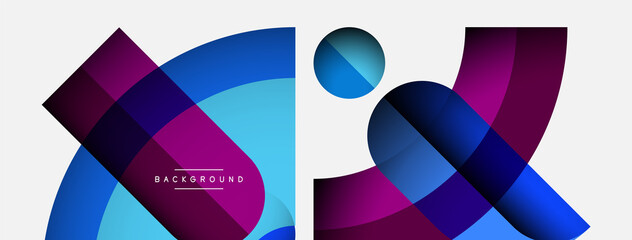 Fototapeta premium Geometric abstract background. Round shapes, circles, lines composition for wallpaper banner background or landing page
