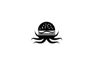 octopus burger logo on white background