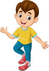 Cartoon funny little boy posing