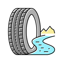 Fototapeta na wymiar mud terrain tires color icon vector illustration