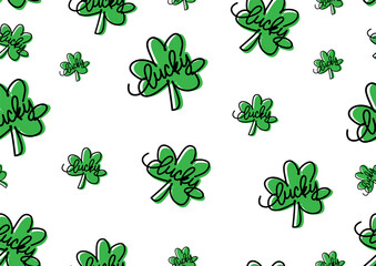 Shamrock's plant seamless wallpaper and giftwrapping on white background