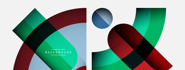 Obraz premium Geometric abstract background. Round shapes, circles, lines composition for wallpaper banner background or landing page