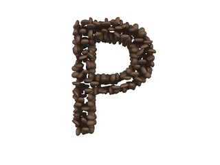 Coffee Bean Themed Font  Letter P