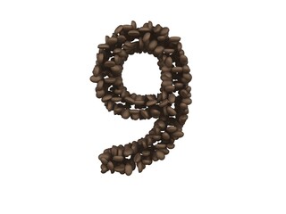 Coffee Bean Themed Font  Number 9