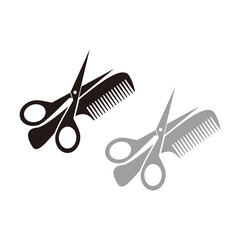 Scissor and comb icon vector illustration symbol on white background - obrazy, fototapety, plakaty