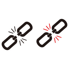 broken chain link vector icon. Wreck chain link icon on white background