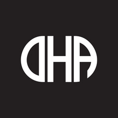 OHA letter logo design on black background. OHA creative initials letter logo concept. OHA letter design.