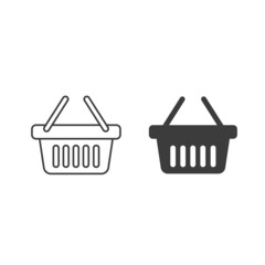 Shopping basket flat design or Shopping basket icons. 2 style of shopping basket isolated on white background.