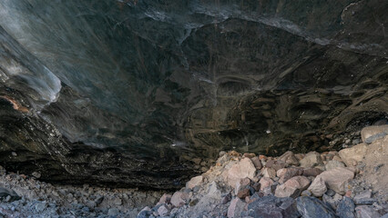 Smooth polished glacier walls in the mountains