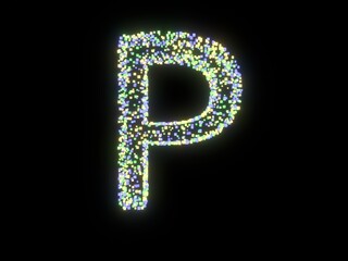 Glowing Cube Themed Font  Letter P