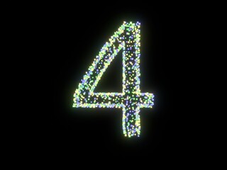 Glowing Cube Themed Font  Number 4