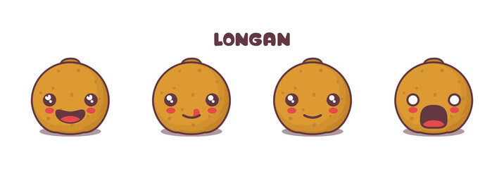 Fototapeta premium longan fruit cartoon mascot, with different facial expressions