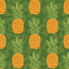 pineapple and flowers drawing seamless design 