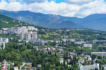 Fototapeta na wymiar Urban landscape with buildings. Yalta, Crimea